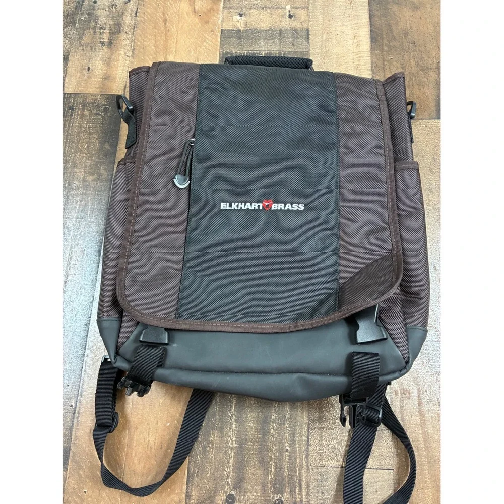 Elkhart Brass Messenger Bag Backpack Laptop Case‎ Brown Black Ballistic Nylon